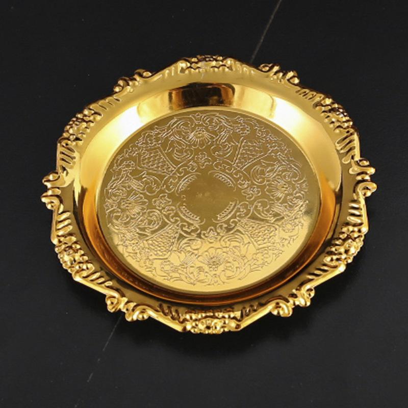 Wrought iron gold relief small tray fruit snack cake tray decorative tray teacup holder jewelry storage tray dessert table 10cm 【 4inch 】 золотий
Wrought iron gold relief small tray fruit snack cake tray decorative tray teacup holder jewelry storage tray dessert table 10cm 【 4inch 】 золотий