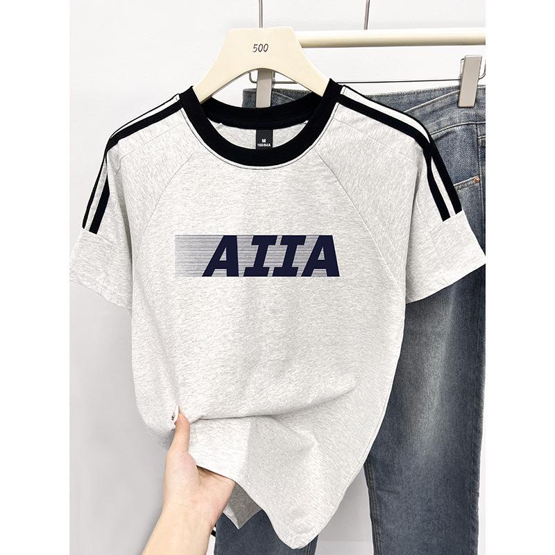 Women s Summer Heavyweight Crew Neck Cotton T-Shirt with Three Stripes and Letter Print 2XL
Women s Summer Heavyweight Crew Neck Cotton T-Shirt with Three Stripes and Letter Print 2XL
