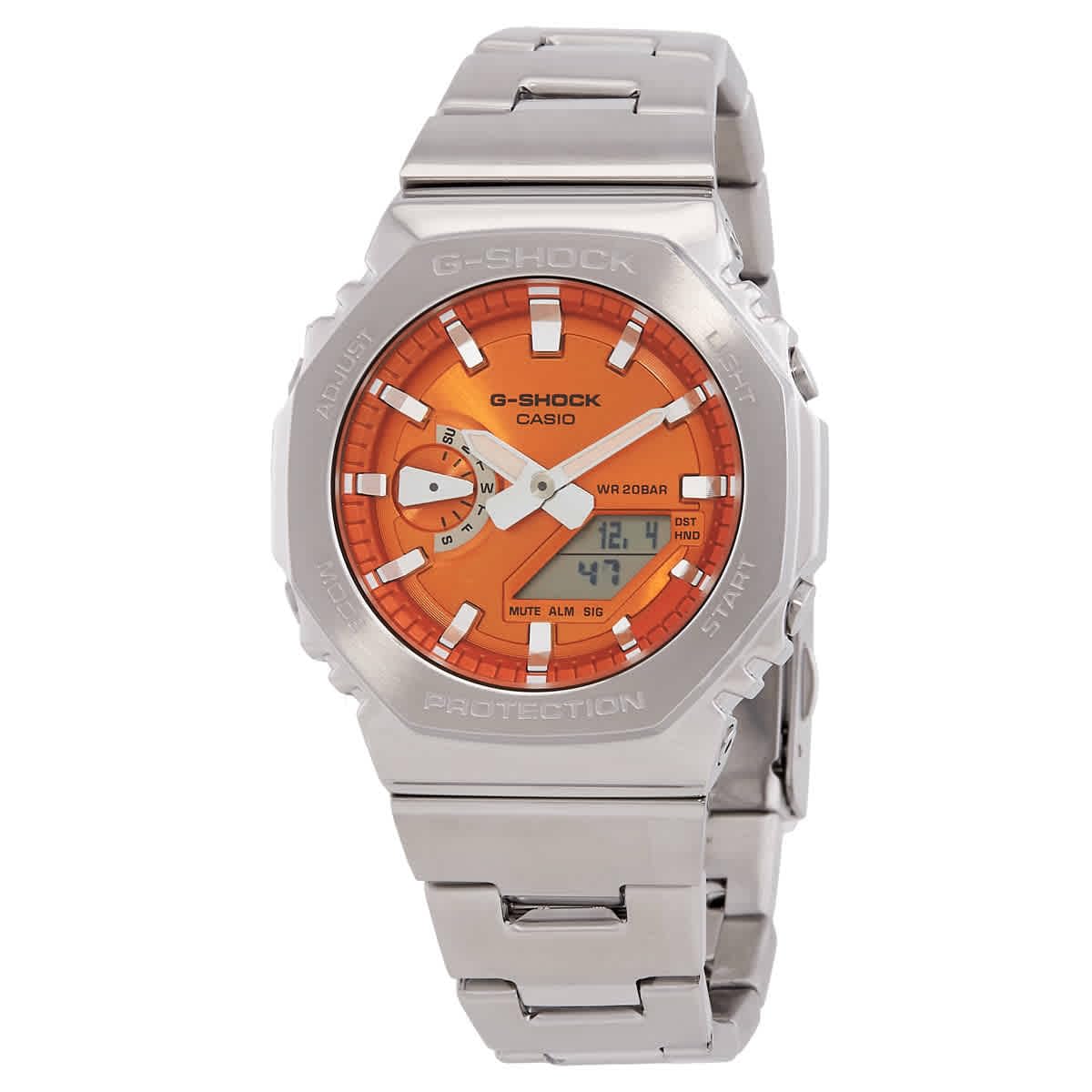 Casio Octagonal Orange Stainless Steel Watch Silver modern G-Shock GM2110D-4A Modern, Silver. ,
Casio Octagonal Orange Stainless Steel Watch Silver modern G-Shock GM2110D-4A Modern, Silver. ,