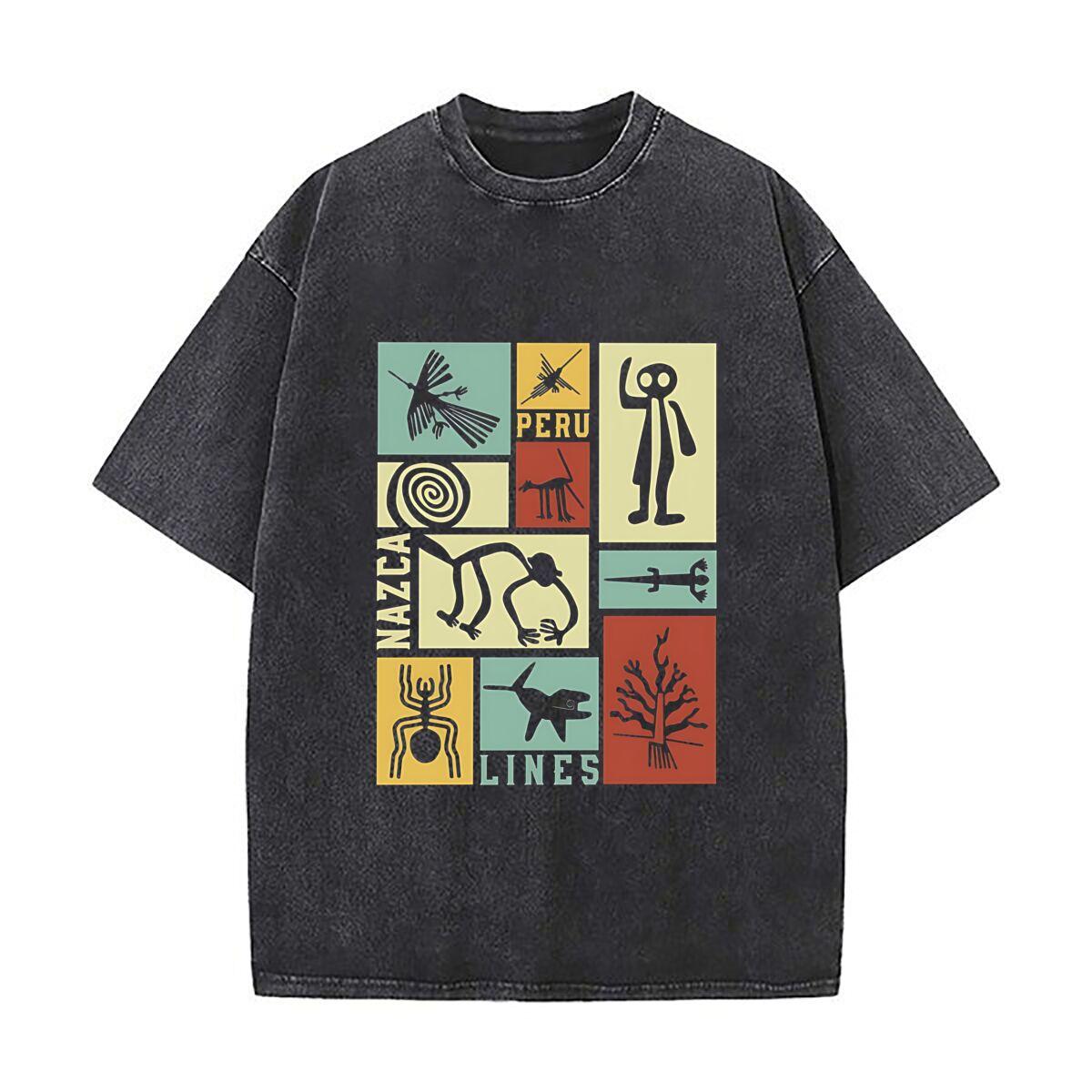 The Nazca Lines inspired design Heavy Men Washed Casual Cotton Short Sleeve Acid Wash Top S
The Nazca Lines inspired design Heavy Men Washed Casual Cotton Short Sleeve Acid Wash Top S