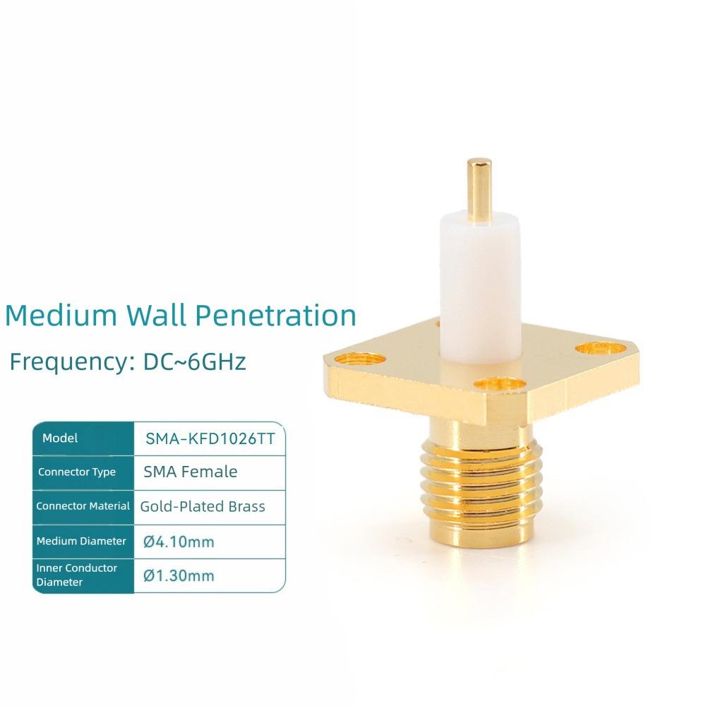 Copper Material SMA Female Connector Four-hole Flange Square Flange RF Coax Connector Gold Plating Solder Terminal
Copper Material SMA Female Connector Four-hole Flange Square Flange RF Coax Connector Gold Plating Solder Terminal