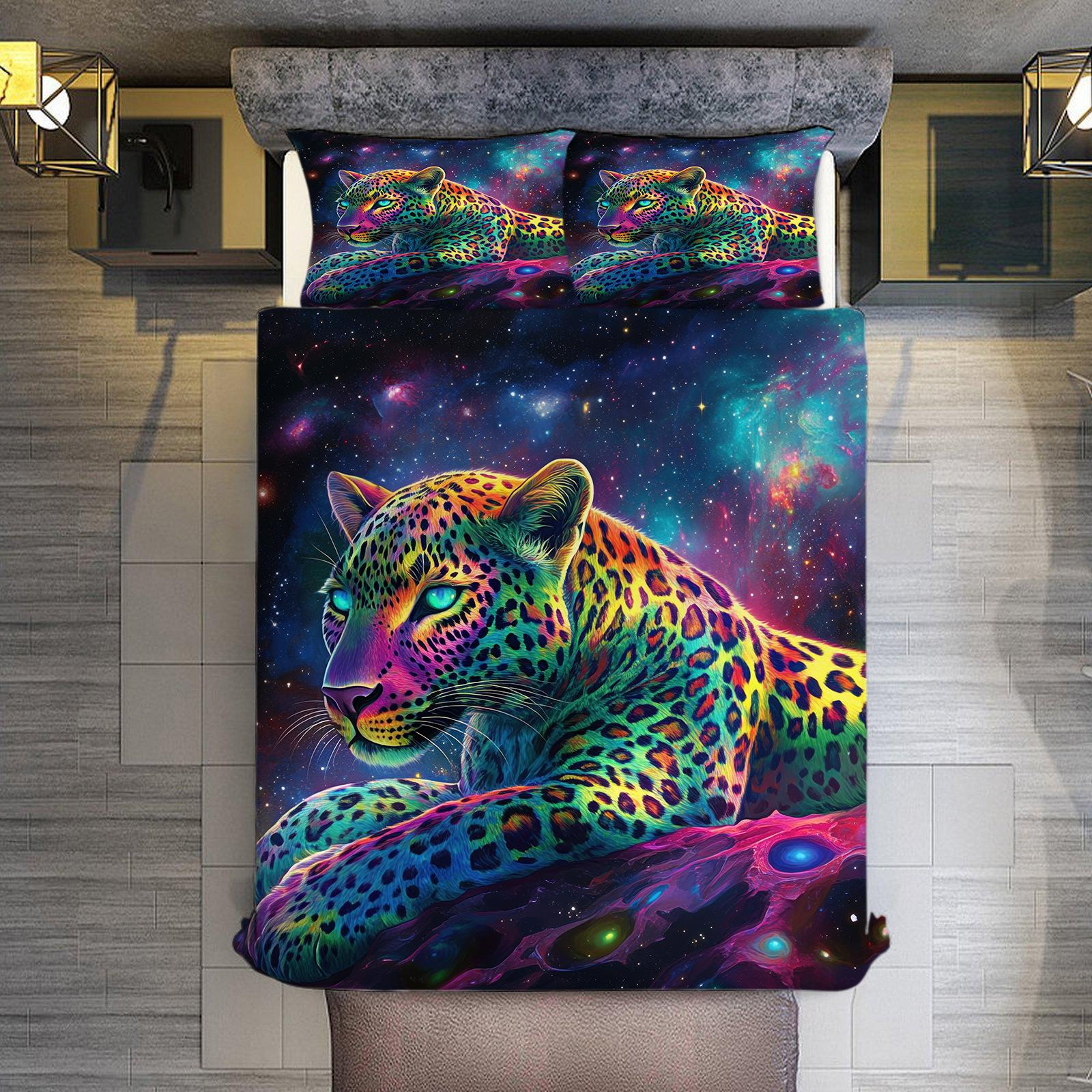 Star Cheetah Pattern Wild Shock Quilt Cover Pillowcase 3D Digital Printing Three-Piece Set 70 * 133cm (and 75cm * 50cm)
Star Cheetah Pattern Wild Shock Quilt Cover Pillowcase 3D Digital Printing Three-Piece Set 70 * 133cm (and 75cm * 50cm)