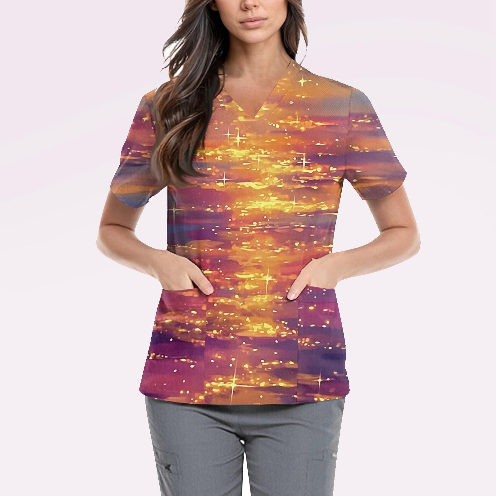 Женская симпатичная принтованная рабочая одежда с V-образным вырезом, двухслойными карманами, базовым коротким рукавом, пуловером XL жёлтый
Женская симпатичная принтованная рабочая одежда с V-образным вырезом, двухслойными карманами, базовым коротким рукавом, пуловером XL жёлтый