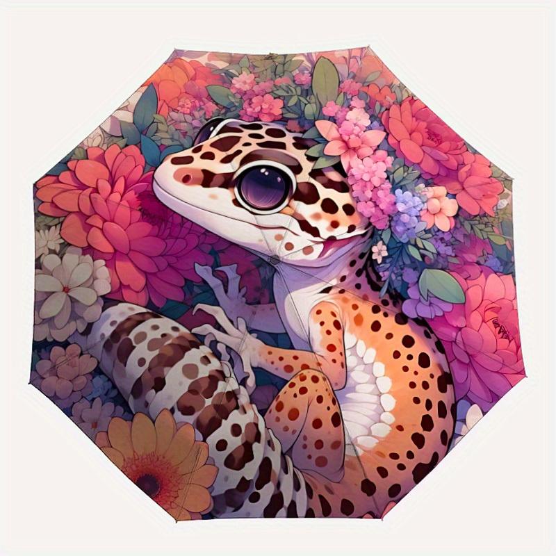 1pc Floral Leopard Gecko Automatic Folding Umbrella Portable Collapsible Design, 8-Rib Iron Frame, Durable Fabric, All-Season Casual Outdoor 166
1pc Floral Leopard Gecko Automatic Folding Umbrella Portable Collapsible Design, 8-Rib Iron Frame, Durable Fabric, All-Season Casual Outdoor 166