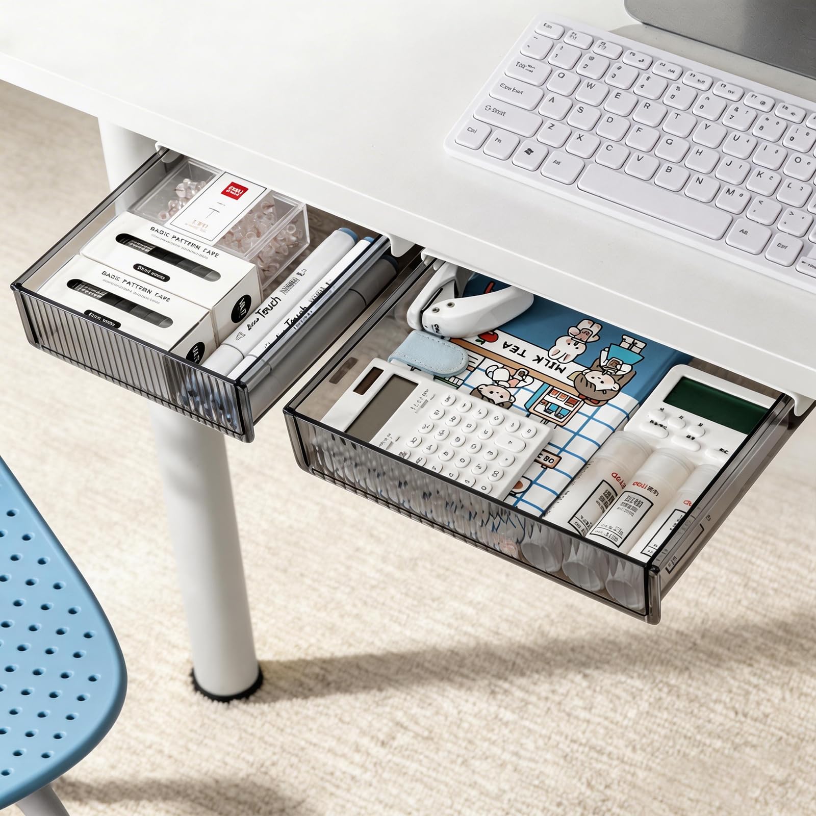 Medium adhesive sliding storage load small item hidden work from transparent Under-desk drawers, add-on type, 2-pack (Large 24x21.6cm / 17x21.6cm),
Medium adhesive sliding storage load small item hidden work from transparent Under-desk drawers, add-on type, 2-pack (Large 24x21.6cm / 17x21.6cm),