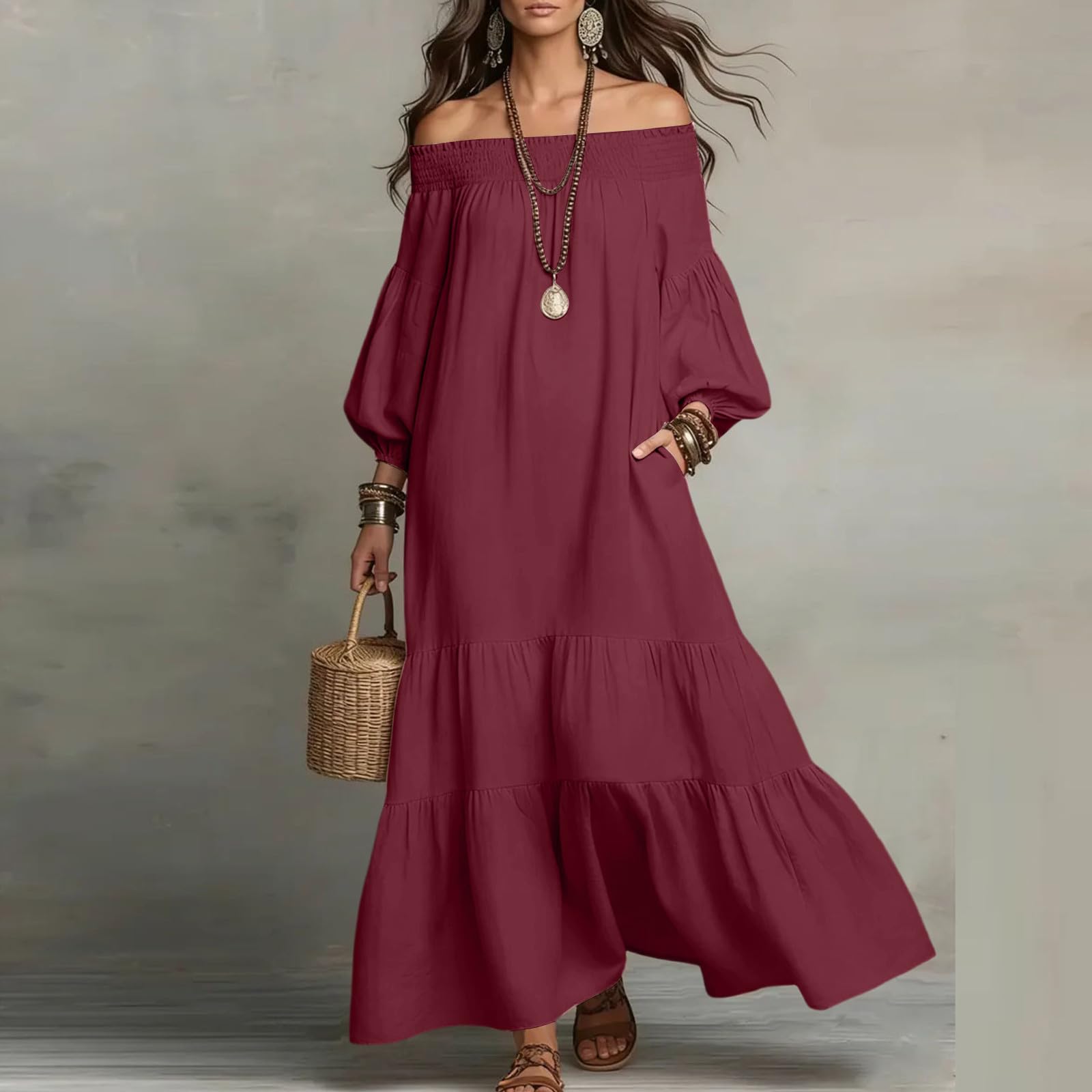 Summer Dresses for Women 2026 Off Shoulder Casual Dresses for Women Loose Fit Midi Dresses for Women Graduation Dress M винний
Summer Dresses for Women 2026 Off Shoulder Casual Dresses for Women Loose Fit Midi Dresses for Women Graduation Dress M винний