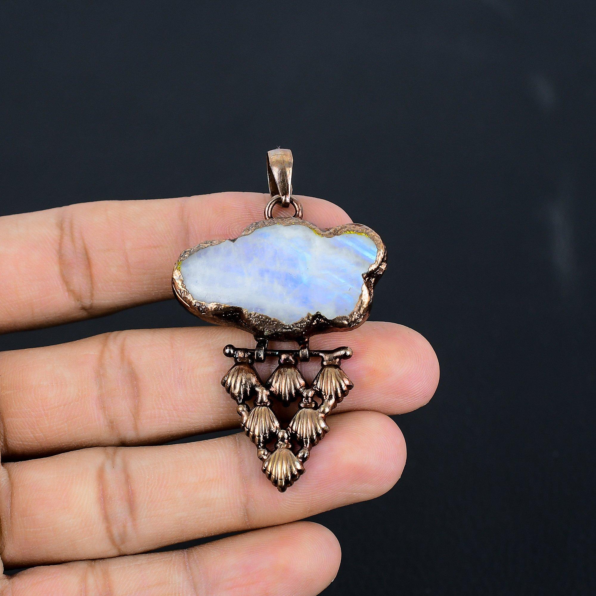 Moonstone Copper Electroformed Pendant, Handmade Gemstone Pendant, Gift For Mom Antique Jewelry 2.55 Inches
Moonstone Copper Electroformed Pendant, Handmade Gemstone Pendant, Gift For Mom Antique Jewelry 2.55 Inches