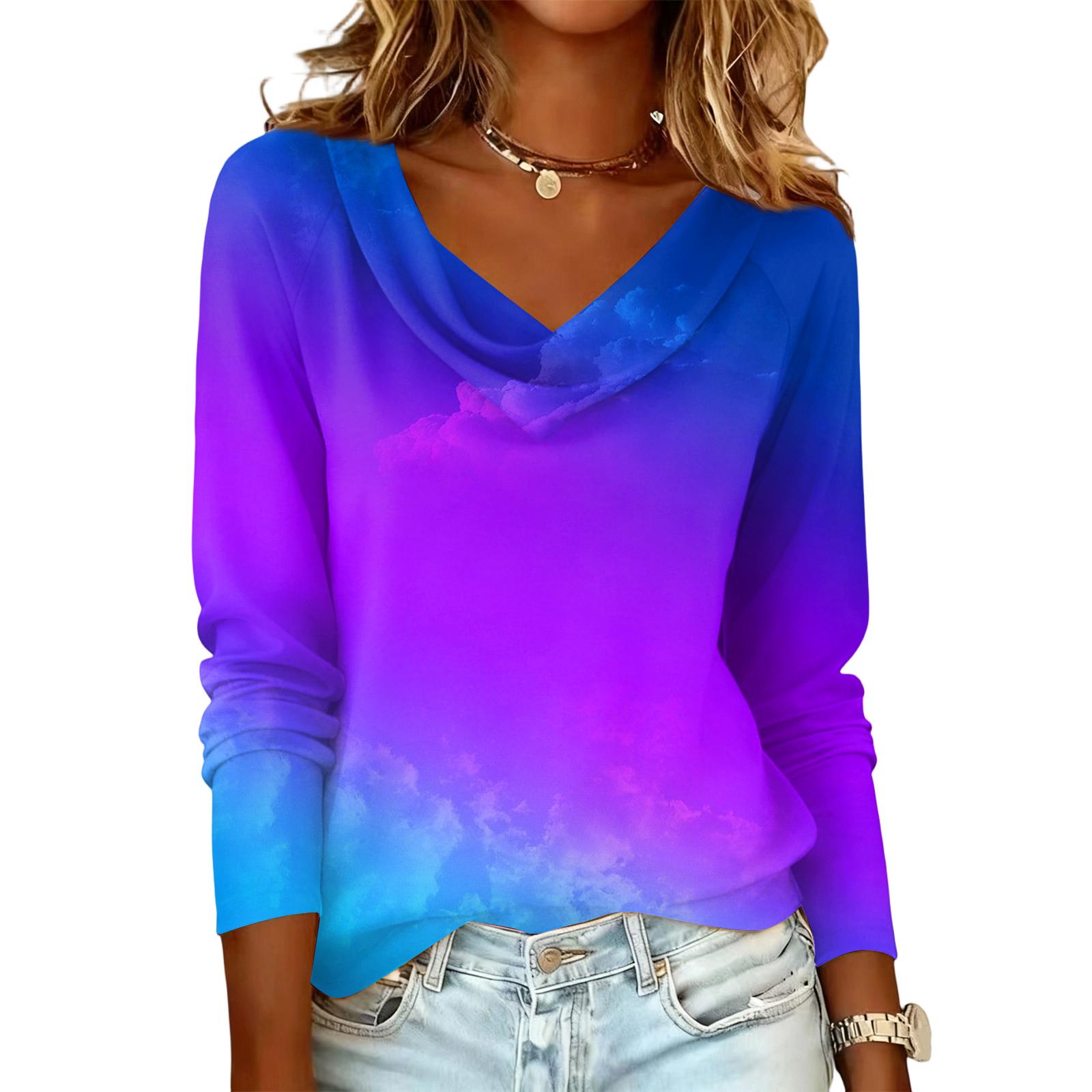 Long Sleeve Gradient Print Womens Cowl Neck Pullover Top Lightweight Relaxed Fit Blouse for Casual Daily Wear XL
Long Sleeve Gradient Print Womens Cowl Neck Pullover Top Lightweight Relaxed Fit Blouse for Casual Daily Wear XL