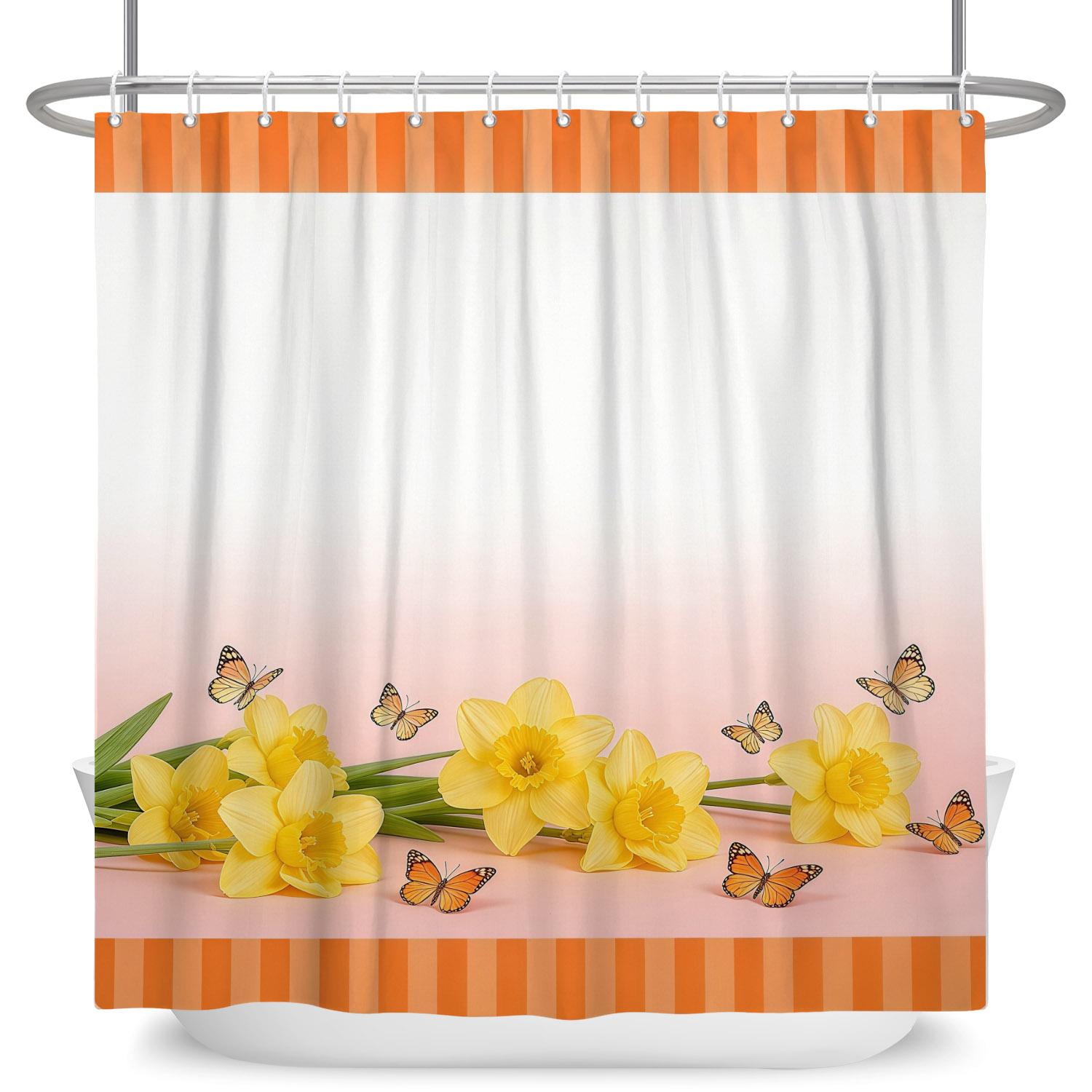 Floral Pattern Shower Curtain Tulip Daisy Iris Print With Striped Waterproof Bath Curtain For Bathroom Decor Polyester With Hook W60H190(CM)-1 Pcs
Floral Pattern Shower Curtain Tulip Daisy Iris Print With Striped Waterproof Bath Curtain For Bathroom Decor Polyester With Hook W60H190(CM)-1 Pcs