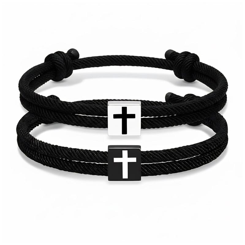 Pack of 2 Black Adjustable Christian Bracelets Religious Crosses Charm Wristband for Couples Religious Gift
Pack of 2 Black Adjustable Christian Bracelets Religious Crosses Charm Wristband for Couples Religious Gift