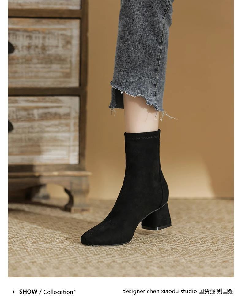 High heels French 2026 Spring and Autumn Plus Velvet Coarse Heel Short Boots Women s Elastic Skinny Boots Suede Boots 40
High heels French 2026 Spring and Autumn Plus Velvet Coarse Heel Short Boots Women s Elastic Skinny Boots Suede Boots 40