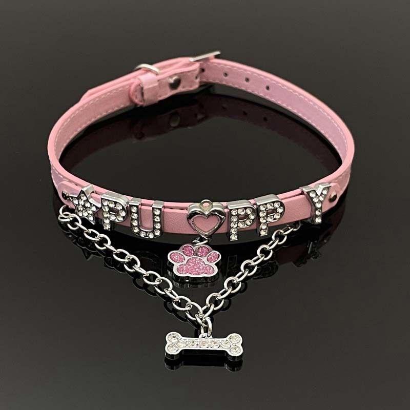Luxury Crystal Rhinestone Letters Puppy Collar Sexy Bone Pendant Chocker Necklace Cosplay Jewelry Accessory Gift
Luxury Crystal Rhinestone Letters Puppy Collar Sexy Bone Pendant Chocker Necklace Cosplay Jewelry Accessory Gift