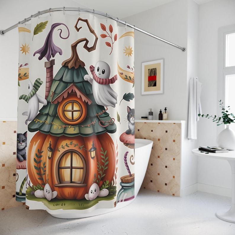 Spooky Ghost Halloween Shower Curtain With Autumn Haunted House Pattern, Fun Ghoulish Bathroom Decor For Fall Bathtub Theme W60H190(CM)-1 Pcs
Spooky Ghost Halloween Shower Curtain With Autumn Haunted House Pattern, Fun Ghoulish Bathroom Decor For Fall Bathtub Theme W60H190(CM)-1 Pcs