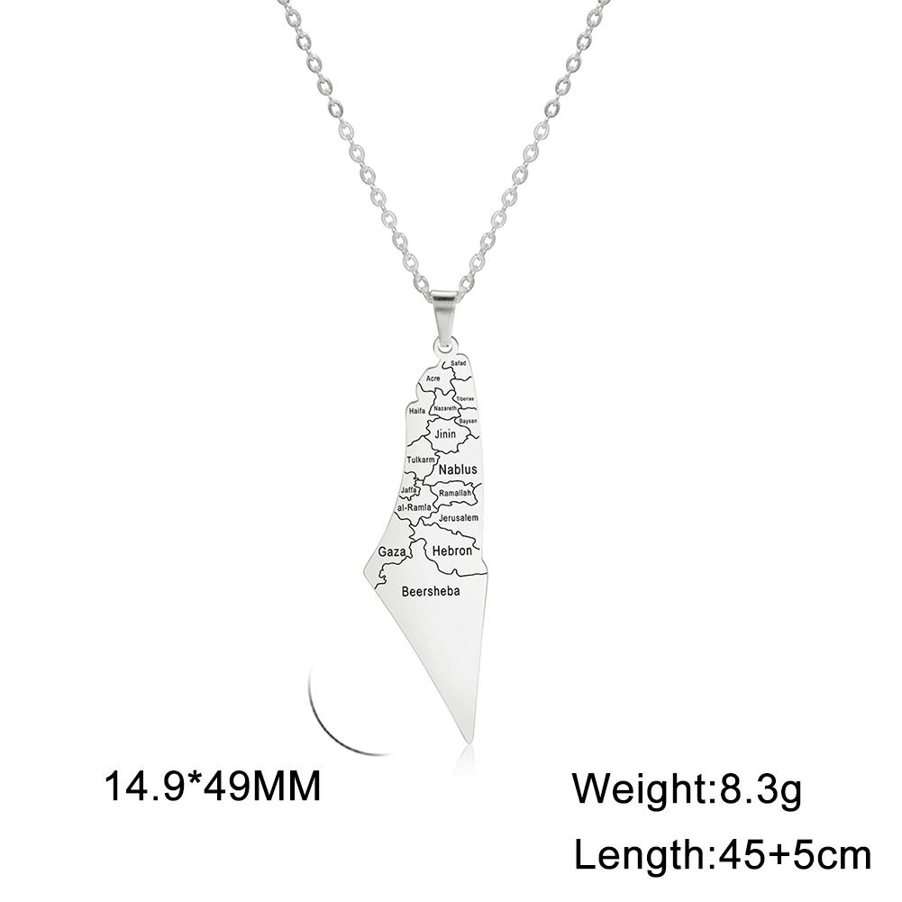 Cazador Israel Palestine Map Pendant Necklace Country Geography Stainless Steel Chain Necklaces for Women Jewelry Gift Wholesale 45cm
Cazador Israel Palestine Map Pendant Necklace Country Geography Stainless Steel Chain Necklaces for Women Jewelry Gift Wholesale 45cm
