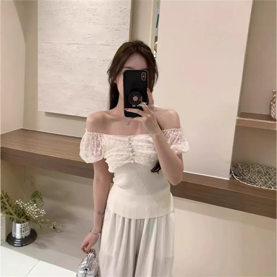 Женский летний розовый кружевной топ с пышными рукавами на одно плечо: Сладкий и пикантный шик в вязаном трикотаже для чистого желания One Size (up to 125 lbs) белый
Женский летний розовый кружевной топ с пышными рукавами на одно плечо: Сладкий и пикантный шик в вязаном трикотаже для чистого желания One Size (up to 125 lbs) белый