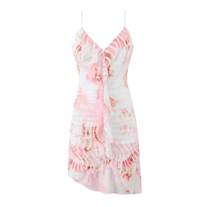 Blooming Flowers Tiger Mist American Gyaru Atmosphere Sexy V-neck Print Holiday Style Sling Dress Pink L
Blooming Flowers Tiger Mist American Gyaru Atmosphere Sexy V-neck Print Holiday Style Sling Dress Pink L