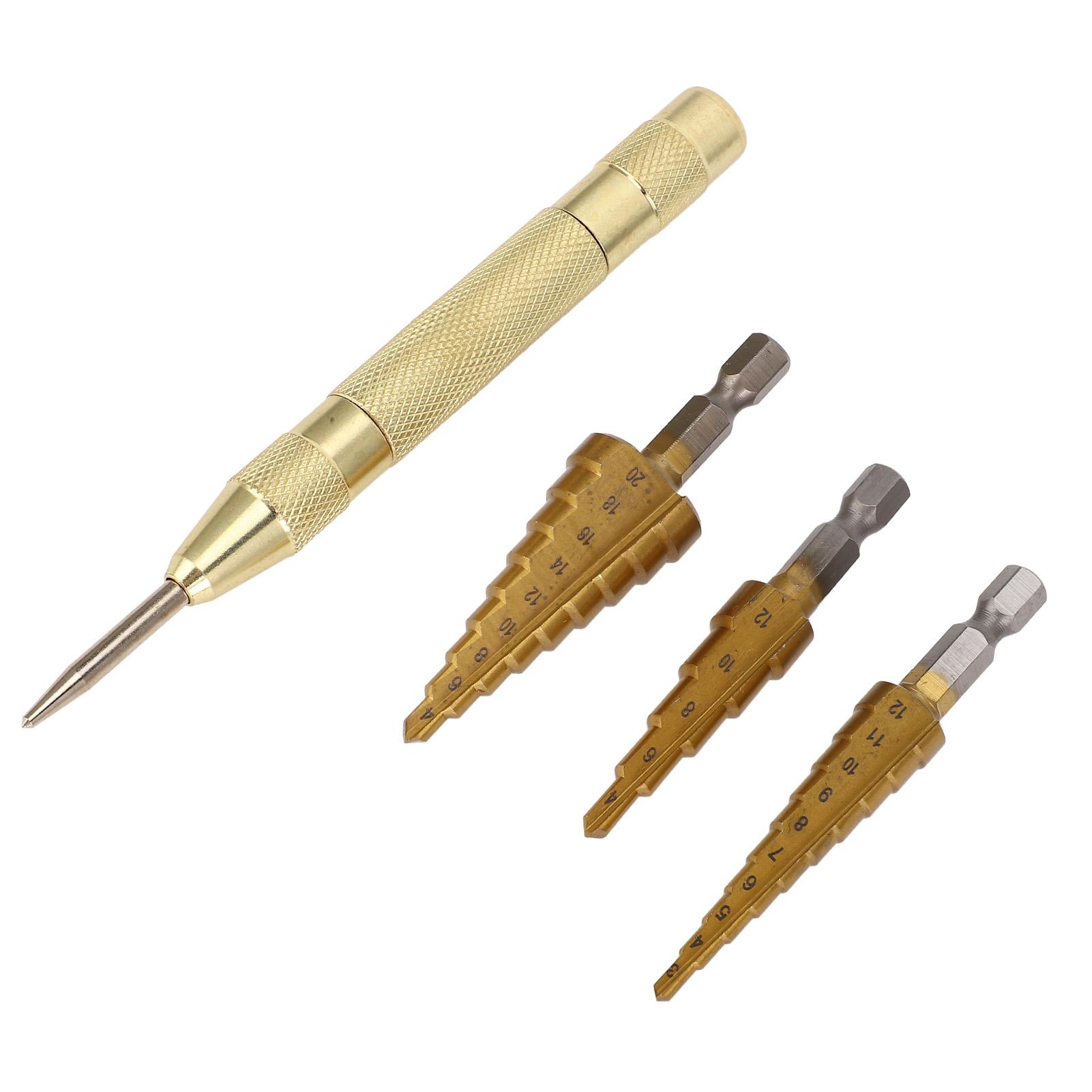 Step Drill Bit Set HSS Ti Alloy Secure Grip Double Groove Design Multifunctional High Strength for Wood Metal Sheet Steel
Step Drill Bit Set HSS Ti Alloy Secure Grip Double Groove Design Multifunctional High Strength for Wood Metal Sheet Steel
