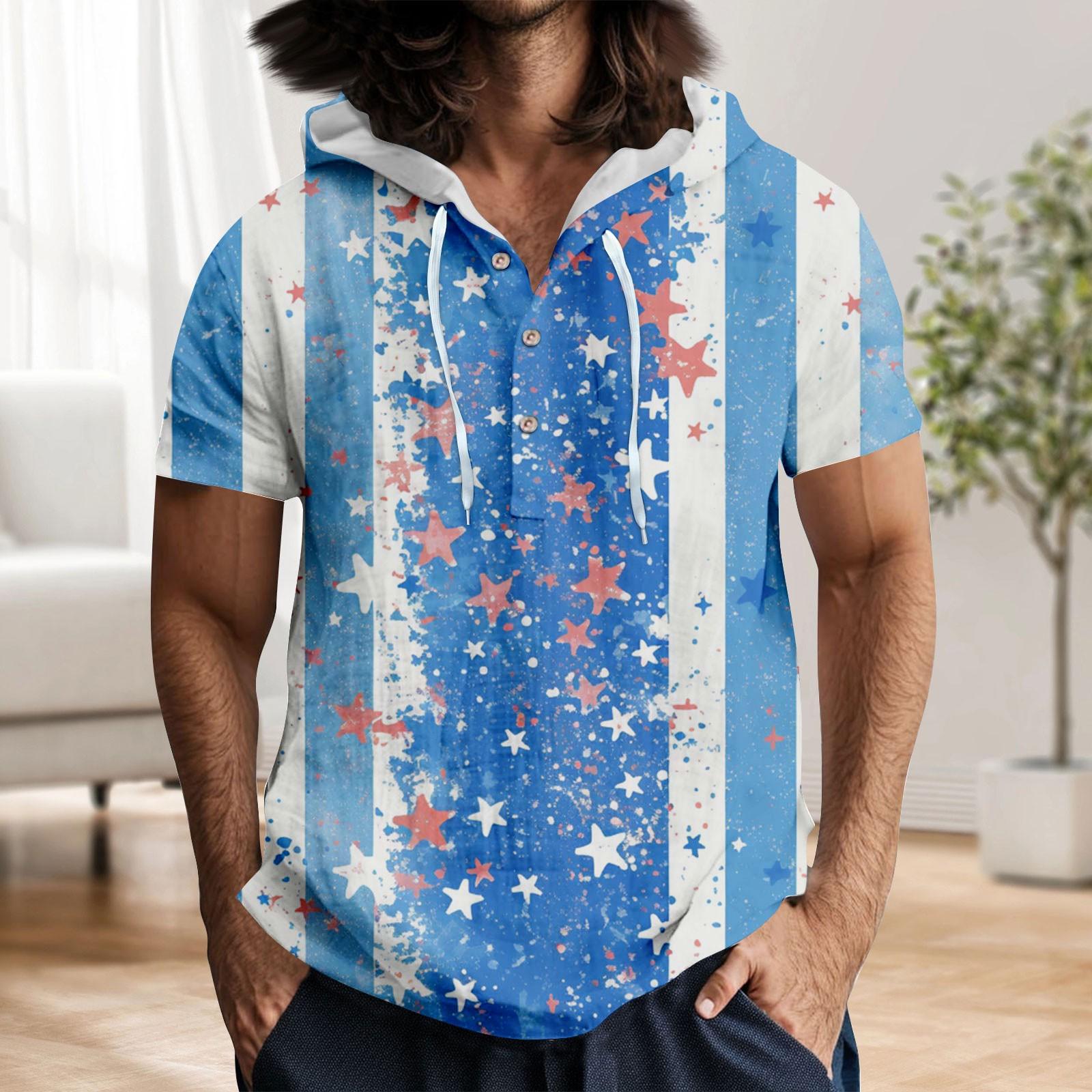 Мужская повседневная футболка с короткими рукавами, капюшоном и открытым воротом на пуговицах XXL циан
Мужская повседневная футболка с короткими рукавами, капюшоном и открытым воротом на пуговицах XXL циан