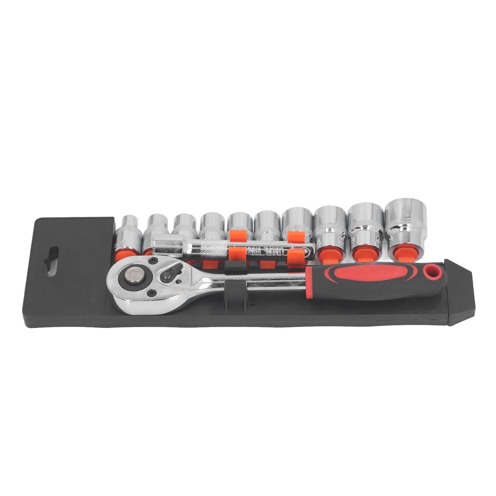 12PCS Set Socket Wrench Kit 12 Inch Drive Wrench and 8mm 10mm 12mm 13mm 14mm 15mm 17mm 19mm 21mm
12PCS Set Socket Wrench Kit 12 Inch Drive Wrench and 8mm 10mm 12mm 13mm 14mm 15mm 17mm 19mm 21mm