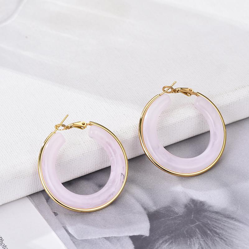 Fashion Vintage Round Amber Resin Hoop Earrings For Women Stainless Steel Gold Color Circle Big Daily Zircon Female Earrings світло-рожевий колір
Fashion Vintage Round Amber Resin Hoop Earrings For Women Stainless Steel Gold Color Circle Big Daily Zircon Female Earrings світло-рожевий колір