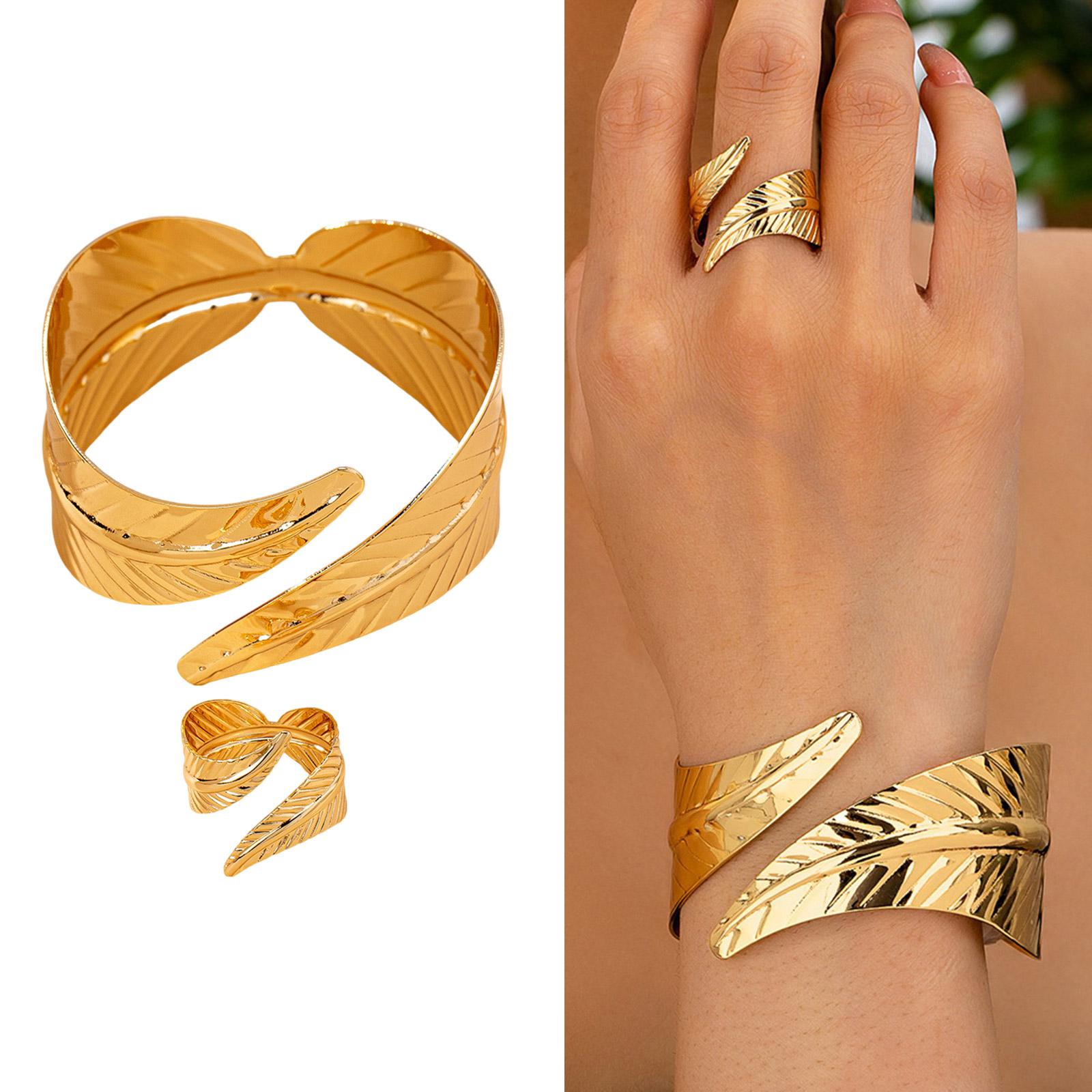 2PCS Geometric Leaves Cuff Bangles and Ring Set for Women Fashionable Retro Metal Open Bracelet Stylish Accessories
2PCS Geometric Leaves Cuff Bangles and Ring Set for Women Fashionable Retro Metal Open Bracelet Stylish Accessories