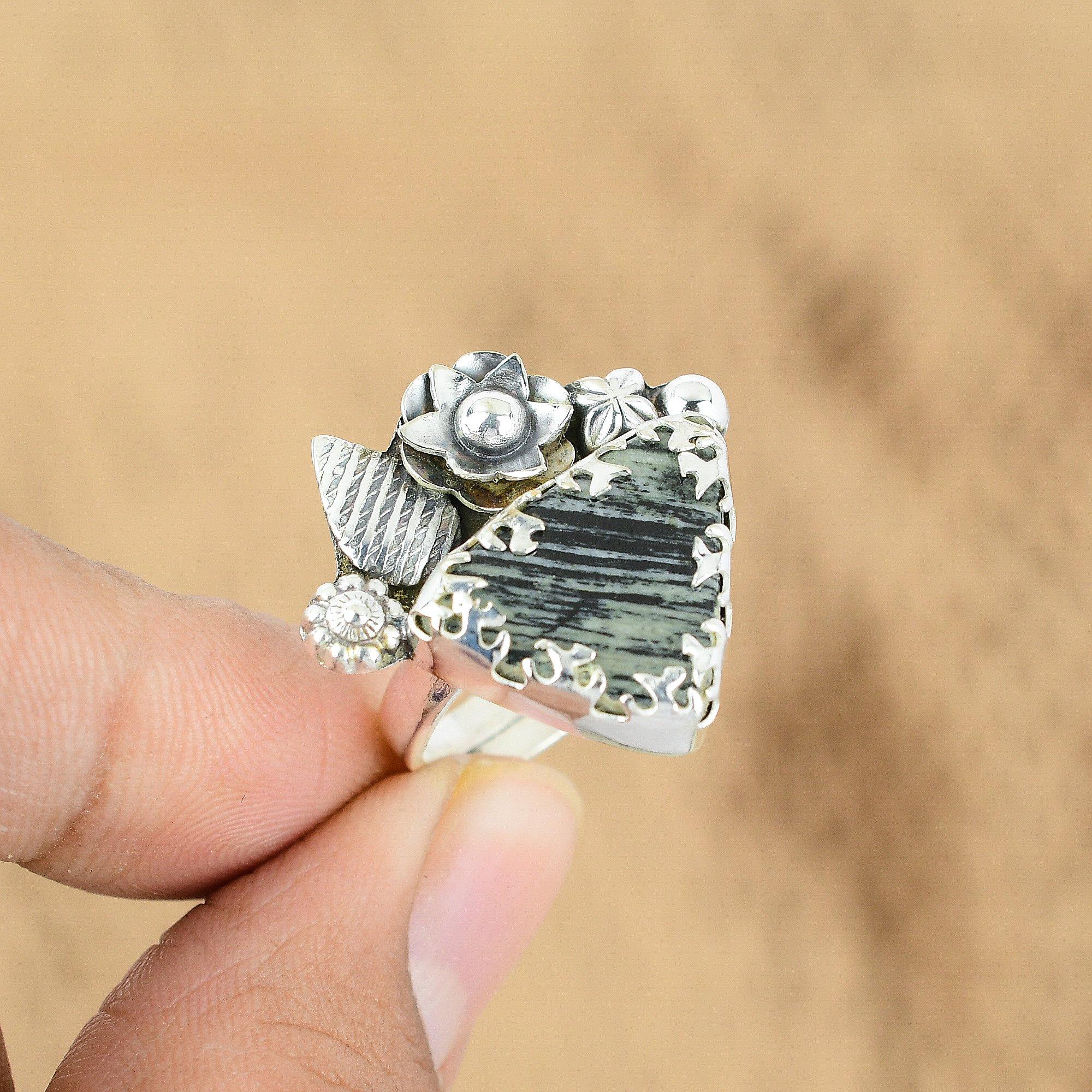 925 Silver Silver Leaf Jasper Stone Elegant Flower Promise Daughter New Ring Yes
925 Silver Silver Leaf Jasper Stone Elegant Flower Promise Daughter New Ring Yes