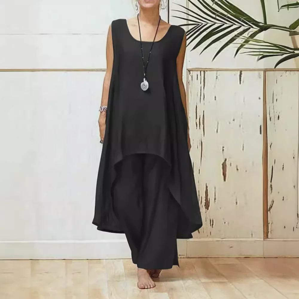 2024 Women s Asymmetrical Sleeveless Top & Loose Pants 2-Piece Set - Spring/Summer Sportswear 3XL чорний
2024 Women s Asymmetrical Sleeveless Top & Loose Pants 2-Piece Set - Spring/Summer Sportswear 3XL чорний