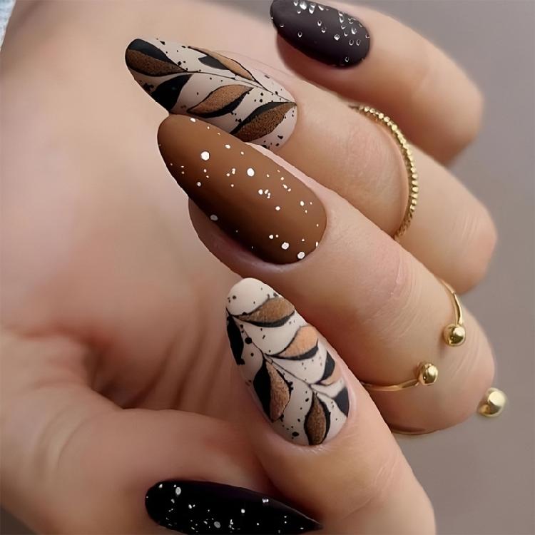 24 Pcs Fall Stick on Nail Coffee Leaves Full Cover False Nail Long Almond Press On Nail Manicures Supplies for Party 1
24 Pcs Fall Stick on Nail Coffee Leaves Full Cover False Nail Long Almond Press On Nail Manicures Supplies for Party 1