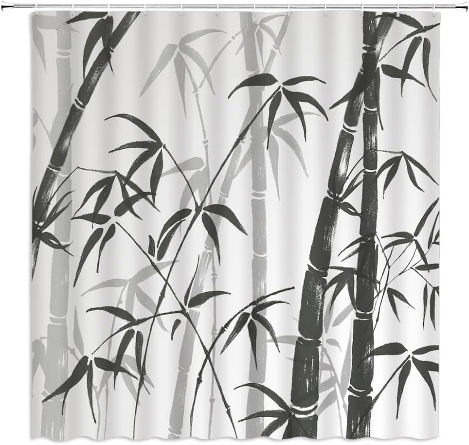 Black And White Ink Bamboo Forest Pattern Waterproof Shower Curtain 180X200Cm - Zen Style Bath Curtain For Spa Decor W60H190(CM)-1 Pcs
Black And White Ink Bamboo Forest Pattern Waterproof Shower Curtain 180X200Cm - Zen Style Bath Curtain For Spa Decor W60H190(CM)-1 Pcs