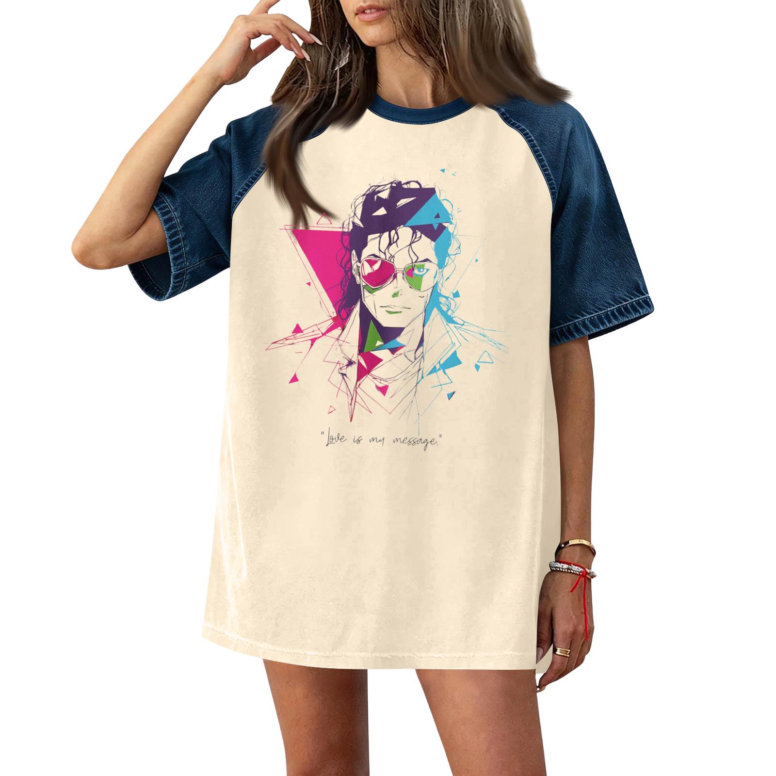 Women Casual Denim Patchwork Short Sleeve T Shirt Loose Fit Graphic Print Pullover Lightweight Summer Spring Top L хаки
Women Casual Denim Patchwork Short Sleeve T Shirt Loose Fit Graphic Print Pullover Lightweight Summer Spring Top L хаки
