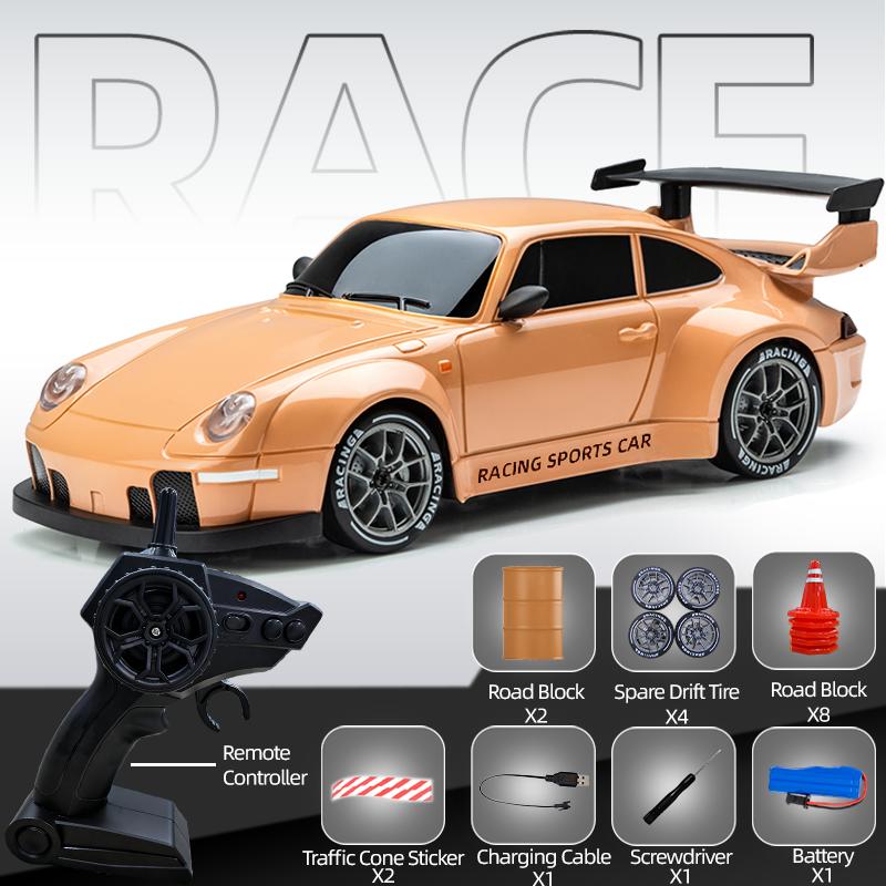 4WD 1:24 Semi-Proportional RC Drift Car - 20KM/H High Speed with LED Lights, Drift Tires & Road Barrier Toy for Kids Adults помаранчевий
4WD 1:24 Semi-Proportional RC Drift Car - 20KM/H High Speed with LED Lights, Drift Tires & Road Barrier Toy for Kids Adults помаранчевий