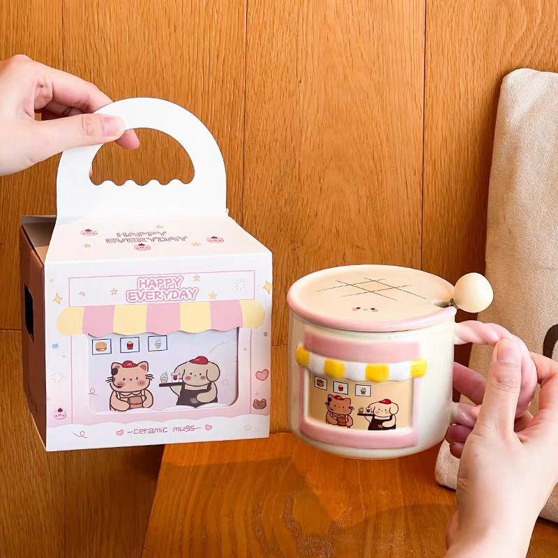Convenience Store Mug with Lid Spoon with High Value Ceramic Water Cup for Best Friend Gift Gift Box Cute Cartoon Cup 400ml
Convenience Store Mug with Lid Spoon with High Value Ceramic Water Cup for Best Friend Gift Gift Box Cute Cartoon Cup 400ml