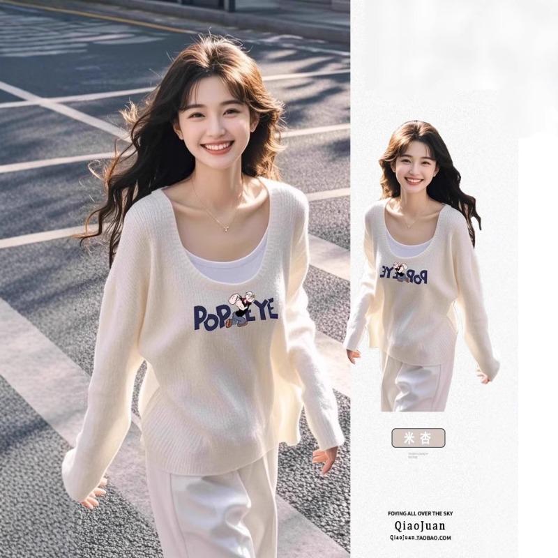 Knitted Sweater Cartoon Print Long Sleeve Top Sweater Onesize белый
Knitted Sweater Cartoon Print Long Sleeve Top Sweater Onesize белый