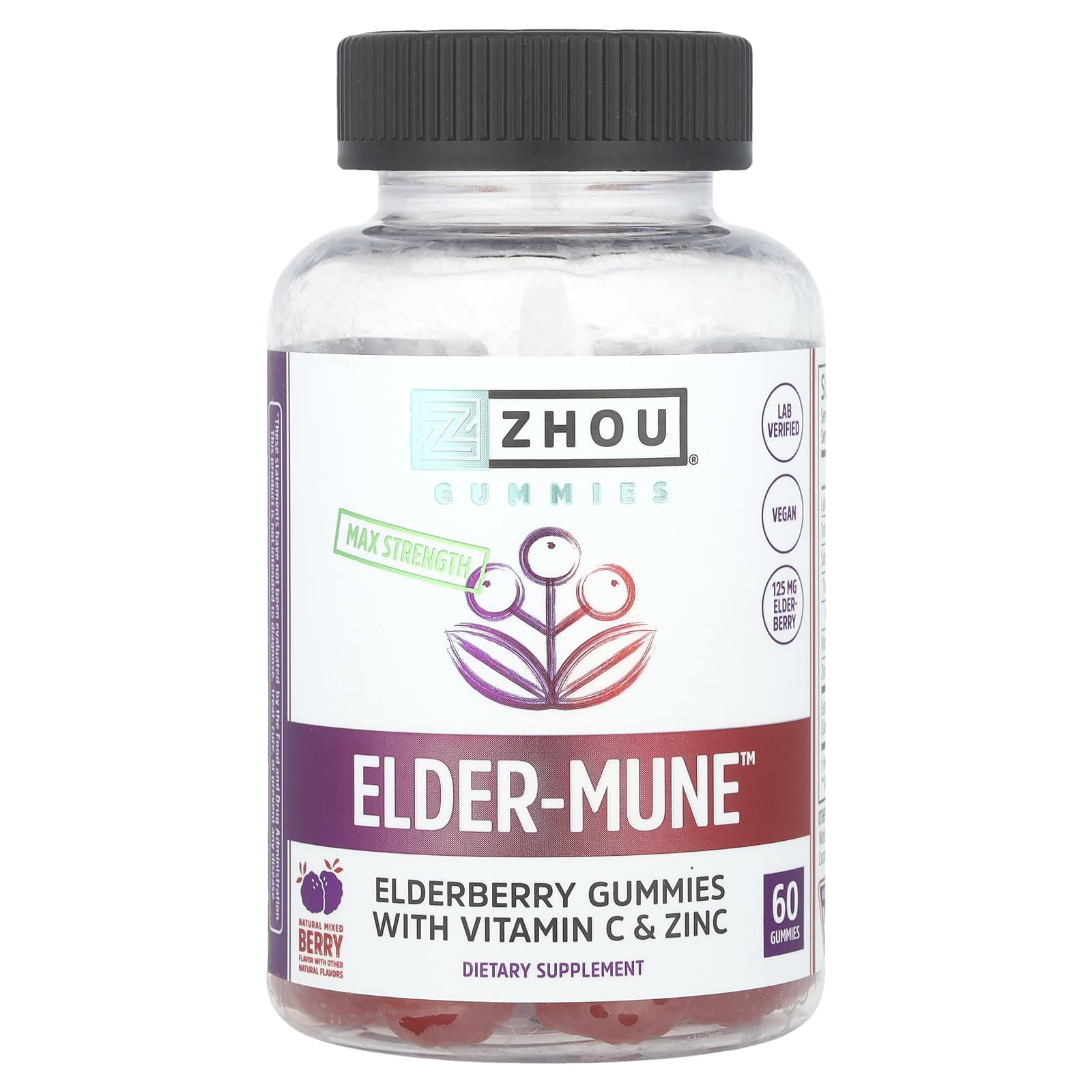 Zhou Nutrition, Elder-Mune™, Максимальна сила, Натуральна суміш ягід, 60 жувальних цукерок
Zhou Nutrition, Elder-Mune™, Максимальна сила, Натуральна суміш ягід, 60 жувальних цукерок