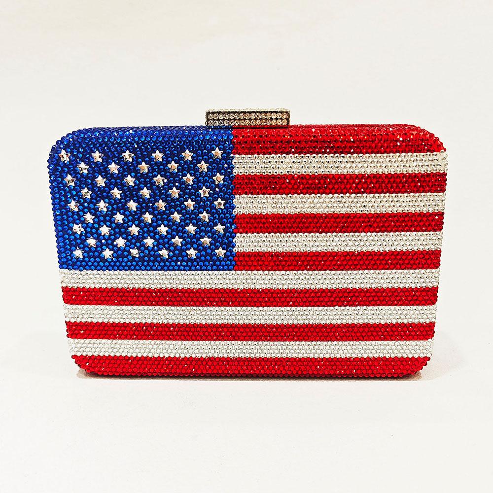 American Flag Evening Crystal Bags For Female Diamond Clutches Luxury Fashion Lady Rhinestone Red White Clear Crystal Purses 17cmX12cmX5cm
American Flag Evening Crystal Bags For Female Diamond Clutches Luxury Fashion Lady Rhinestone Red White Clear Crystal Purses 17cmX12cmX5cm