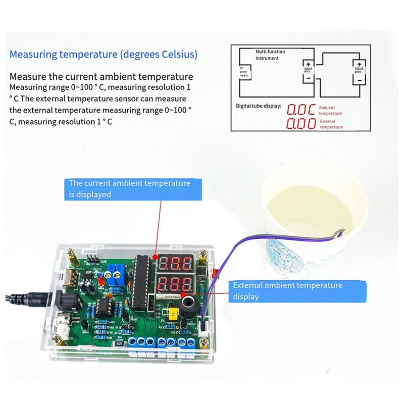 A96I-Multi-Function Meter DIY Soldering Kit Voltage Current Temperature Measurement PWM Signal Generator Loose Part TJ-56-693 прозорий
A96I-Multi-Function Meter DIY Soldering Kit Voltage Current Temperature Measurement PWM Signal Generator Loose Part TJ-56-693 прозорий