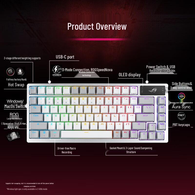 ROG Night Demon Tri-Mode RGB Hot-Swappable Magnetic Switch Mechanical Keyboard
ROG Night Demon Tri-Mode RGB Hot-Swappable Magnetic Switch Mechanical Keyboard