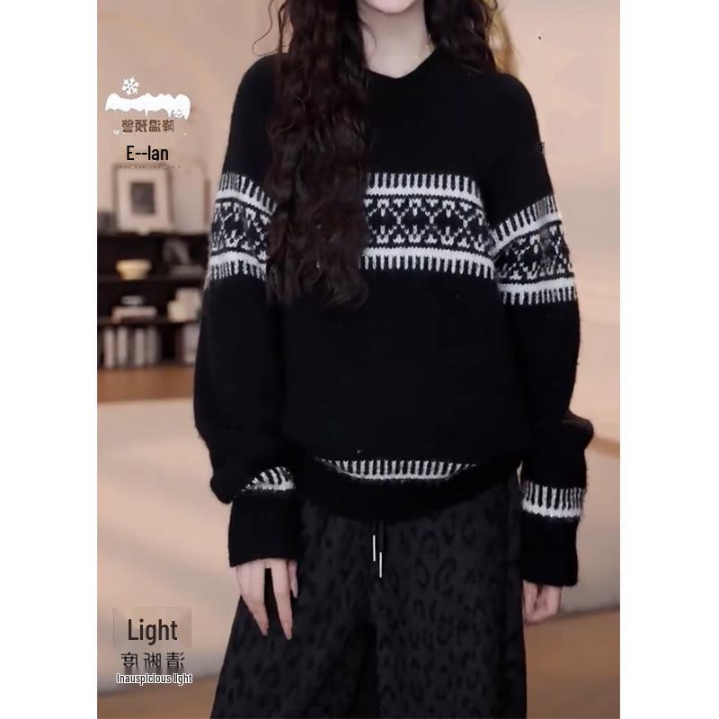 Women s Fair Isle Sweater & High Waist Trousers Set: Autumn/Winter Casual Long Sleeve Knit Pullover and Straight-Leg Pants. S
Women s Fair Isle Sweater & High Waist Trousers Set: Autumn/Winter Casual Long Sleeve Knit Pullover and Straight-Leg Pants. S