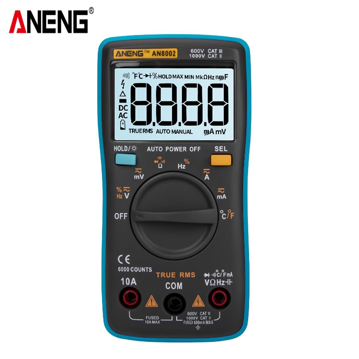 ANENG AN8002 6000 Counts True RMS Багатофункціональний цифровий мультиметр Вольтметр Амперметр Портативний міні універсальний вимірювальний прилад синій
ANENG AN8002 6000 Counts True RMS Багатофункціональний цифровий мультиметр Вольтметр Амперметр Портативний міні універсальний вимірювальний прилад синій