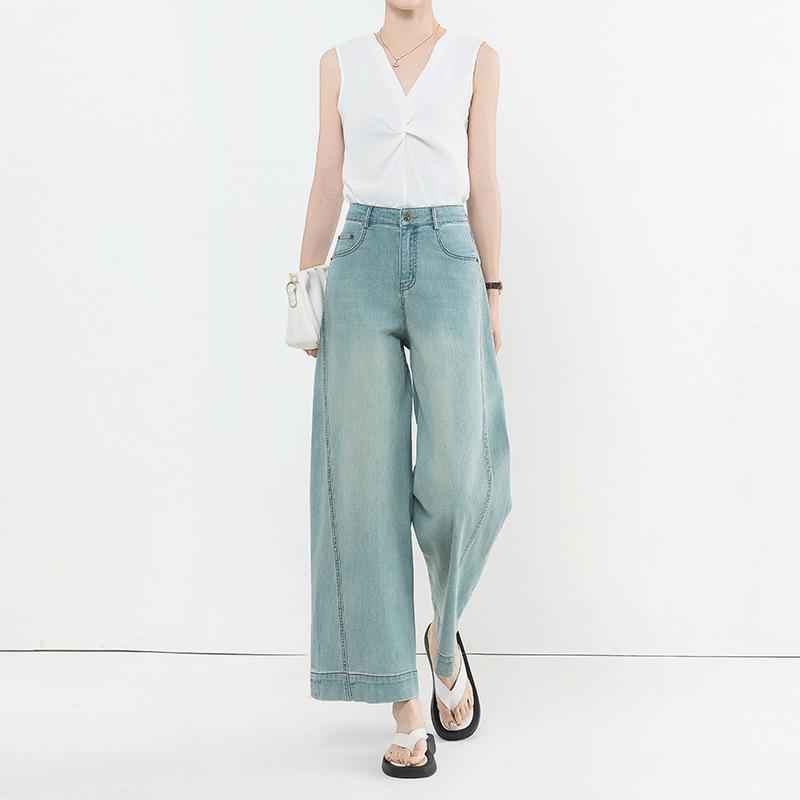 Fashionable Tone Jeans for Women In Summer Thin New Style for Hip-covering, Slim High Waist Wide-leg Pants Nine-point Scimitar Pants XXL
Fashionable Tone Jeans for Women In Summer Thin New Style for Hip-covering, Slim High Waist Wide-leg Pants Nine-point Scimitar Pants XXL