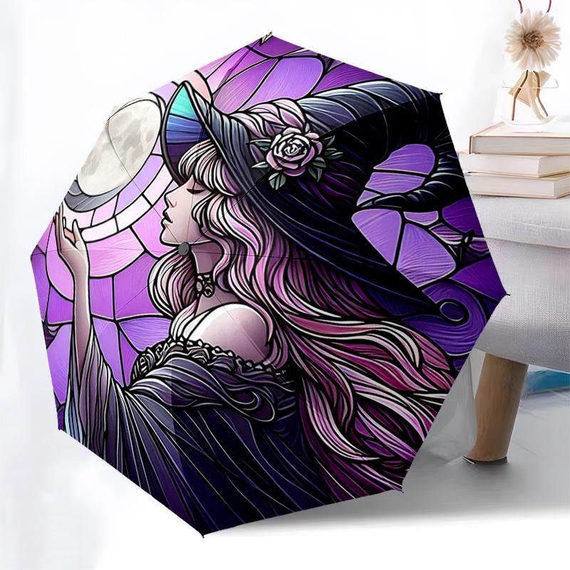 1pc Stained Glass Witch Moon Auto Open Close Umbrella - Portable Tri-Fold Design with 8-Bone Iron Frame - Outdoor - Perfect Gift for Fans, Travelers,
1pc Stained Glass Witch Moon Auto Open Close Umbrella - Portable Tri-Fold Design with 8-Bone Iron Frame - Outdoor - Perfect Gift for Fans, Travelers,