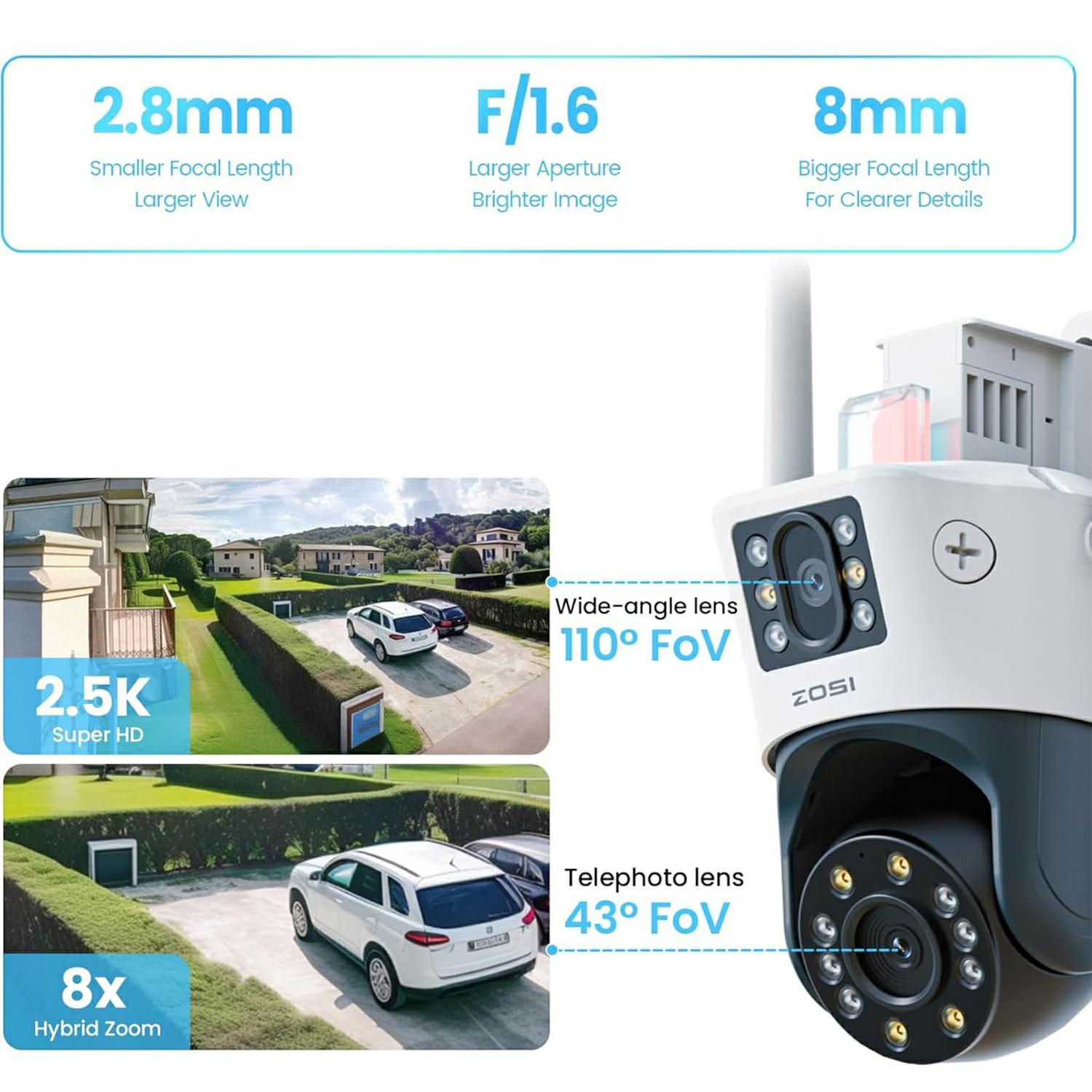 ZOSI C298Pro 8MP Dual Lens HD WiFi Camera Humanoid Tracking Two-Way Audio Security Camera Japanese Plug
ZOSI C298Pro 8MP Dual Lens HD WiFi Camera Humanoid Tracking Two-Way Audio Security Camera Japanese Plug