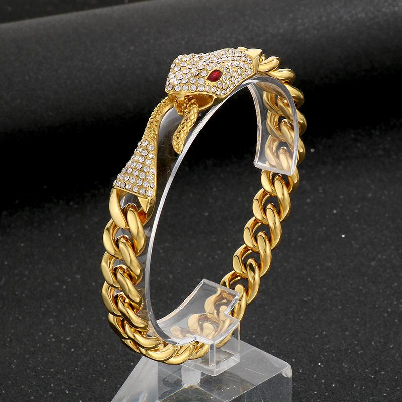 KALEN Hip Hop Stainless Steel Snake Bracelet for Men Rhinestone Gold Color Cuban Chain Accessories Party Jewelry Birthday Gift 22.5cm
KALEN Hip Hop Stainless Steel Snake Bracelet for Men Rhinestone Gold Color Cuban Chain Accessories Party Jewelry Birthday Gift 22.5cm