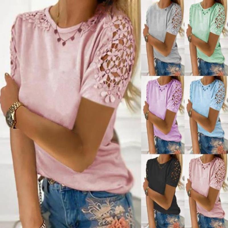 Large Size Lace Short-Sleeved Loose Summer Casual Tops Women Elegant O-Neck Blouses Solid Color T-Shirt S чорний
Large Size Lace Short-Sleeved Loose Summer Casual Tops Women Elegant O-Neck Blouses Solid Color T-Shirt S чорний