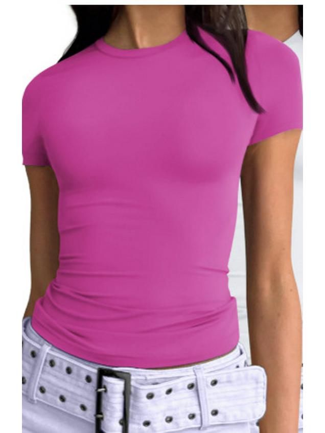 Европейская и американская летняя женская приталенная футболка из молочного шелка, модный топ с круглым вырезом, женская верхняя одежда высокого класса XS
Европейская и американская летняя женская приталенная футболка из молочного шелка, модный топ с круглым вырезом, женская верхняя одежда высокого класса XS