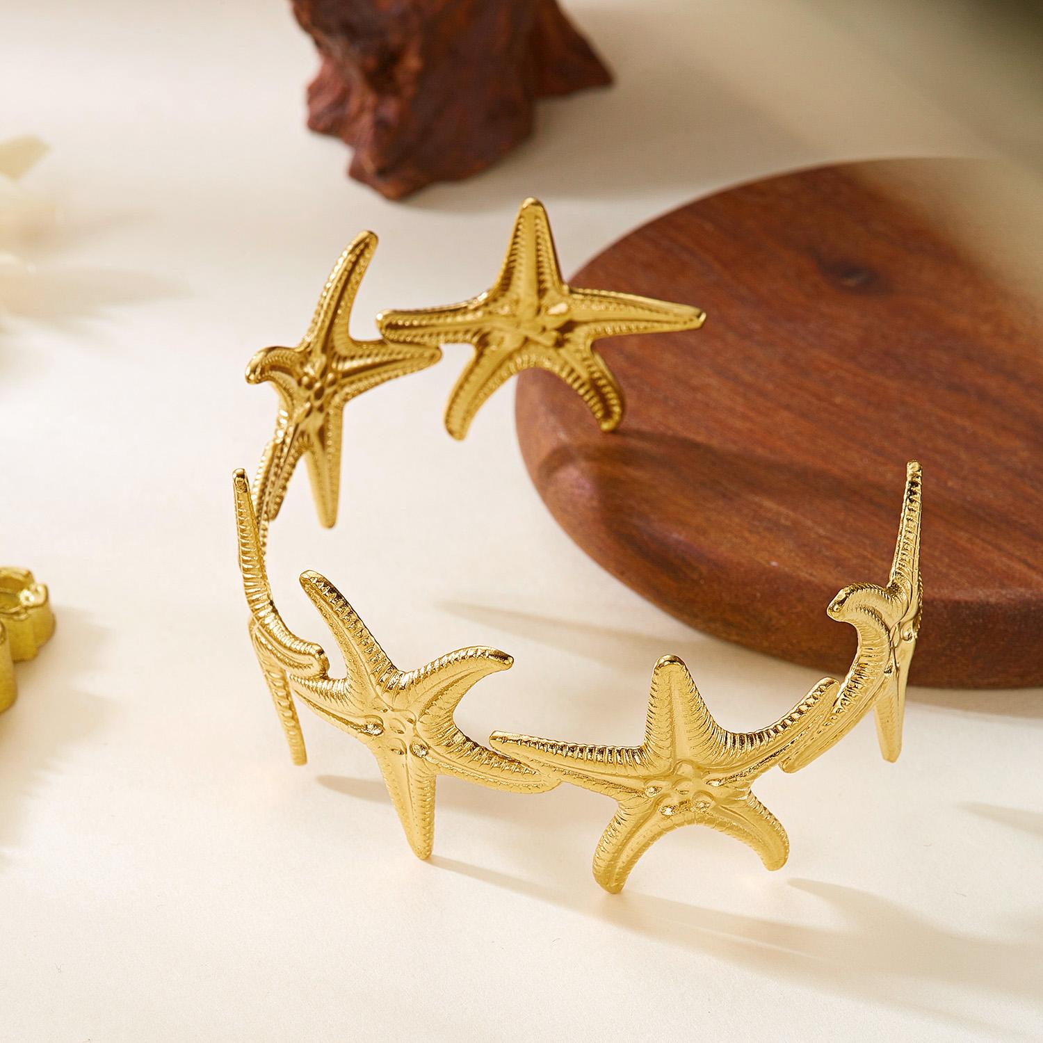 Delicate Starfish Stainless Steel Cuff Bracelet for Women Bohemian Starfish Open Wrist Bangle Summer Jewelry Luxury Gift
Delicate Starfish Stainless Steel Cuff Bracelet for Women Bohemian Starfish Open Wrist Bangle Summer Jewelry Luxury Gift