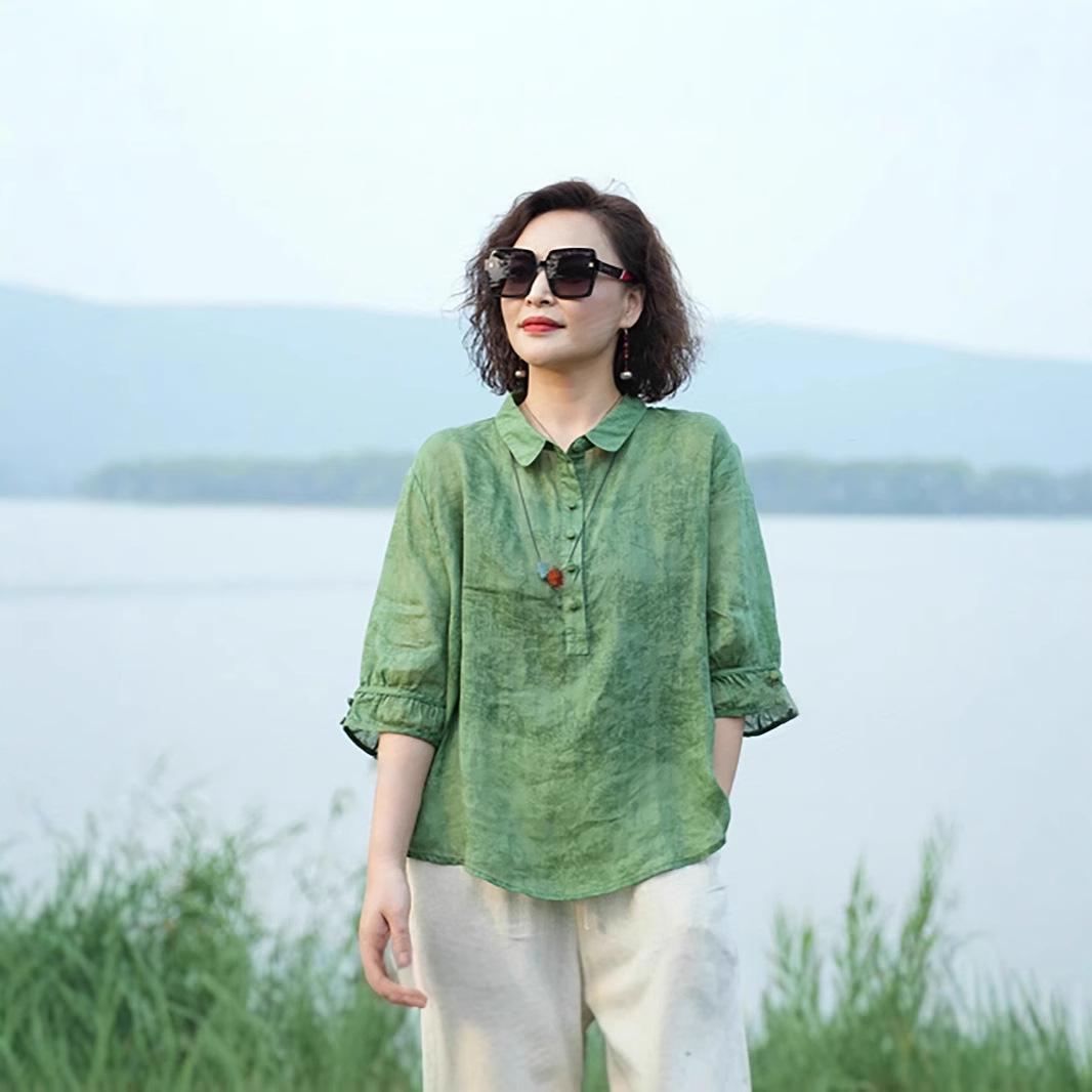 Elegant Women s Retro Jacquard Blouse – Slimming Mid-Sleeve Top with Turn-Down Collar XL
Elegant Women s Retro Jacquard Blouse – Slimming Mid-Sleeve Top with Turn-Down Collar XL
