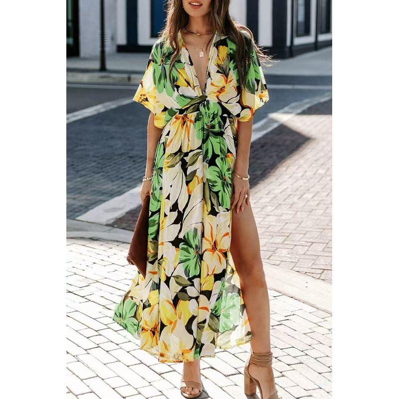 Fashion Style New Arrival Fashion Printed V-neck Split Beach Dress Short Sleeve Dress Printed Slim Dress Yellow S
Fashion Style New Arrival Fashion Printed V-neck Split Beach Dress Short Sleeve Dress Printed Slim Dress Yellow S