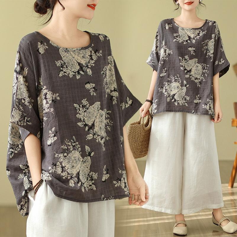 Cotton and Linen Plus Size Women s Printed T-shirt, Summer Ethnic Style Bat Sleeves, Thin Mother Loose Floral Blouse 3XL сірий
Cotton and Linen Plus Size Women s Printed T-shirt, Summer Ethnic Style Bat Sleeves, Thin Mother Loose Floral Blouse 3XL сірий