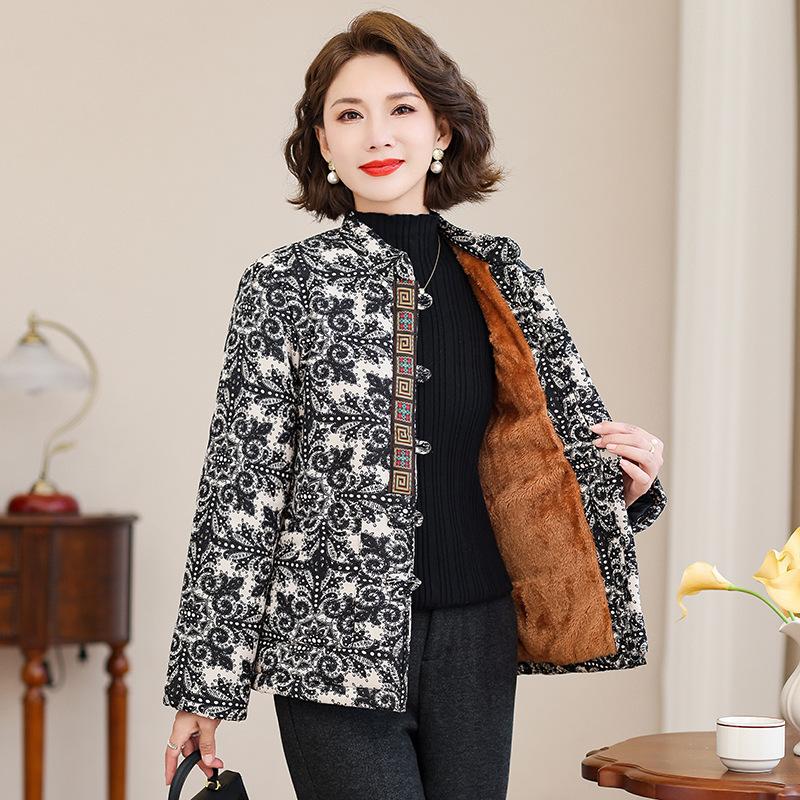 2025 Fall/Winter Fleece Thickened Cotton Top Warm Stand Collar Long Sleeve Padded Jacket Vintage Printed Small Jacket Women 5XL
2025 Fall/Winter Fleece Thickened Cotton Top Warm Stand Collar Long Sleeve Padded Jacket Vintage Printed Small Jacket Women 5XL